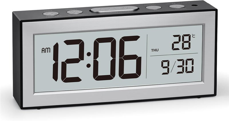 ALANAS Battery Operated Alarm Clock, Portable Digital Clock with Large Display, Snooze, Temperature & Date, Auto-Dim Night Light for Easy Reading, Ideal for Seniors, Kids, Bedroom, Travel, Nightstand - Image 1